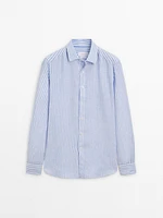 Regular fit striped linen shirt