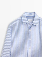 Regular fit striped linen shirt