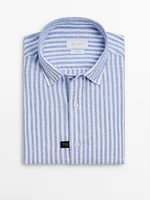 Regular fit striped linen shirt