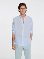 Slim fit striped 100% linen shirt