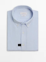 Slim fit striped 100% linen shirt