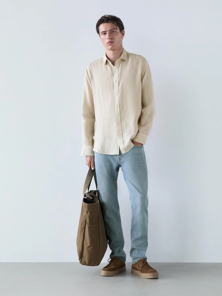 Regular fit 100% linen shirt