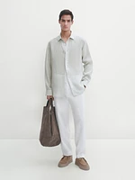 Regular fit striped linen shirt