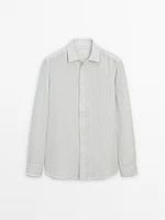 Regular fit striped linen shirt