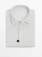 Regular fit striped linen shirt