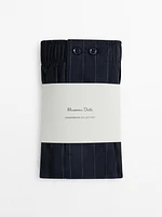 Navy blue striped poplin boxers