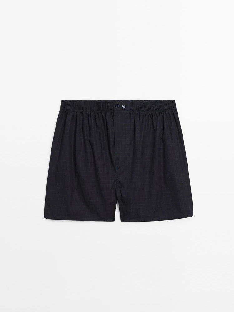 100% cotton check boxers