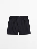 100% cotton check boxers