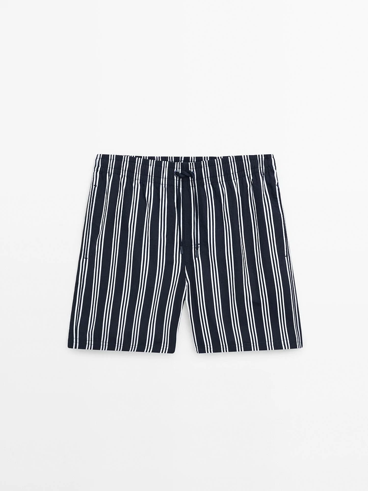 Striped swimming trunks