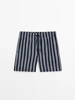 Striped swimming trunks