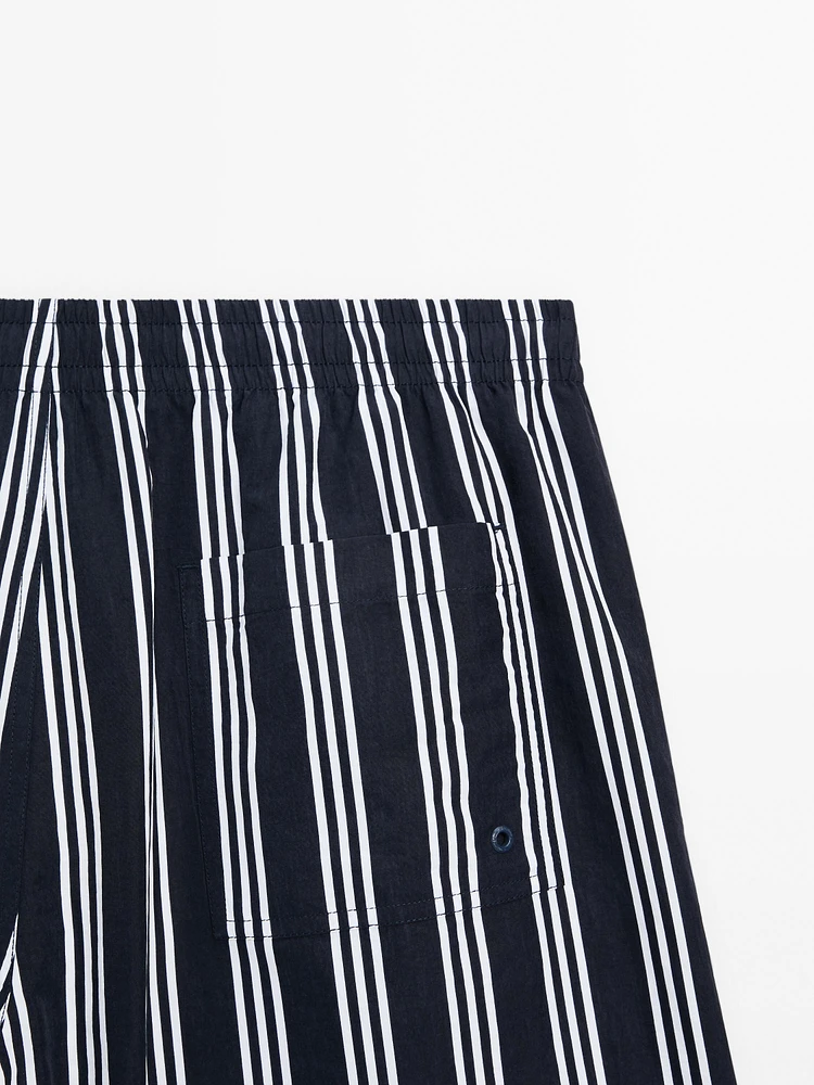 Striped swimming trunks