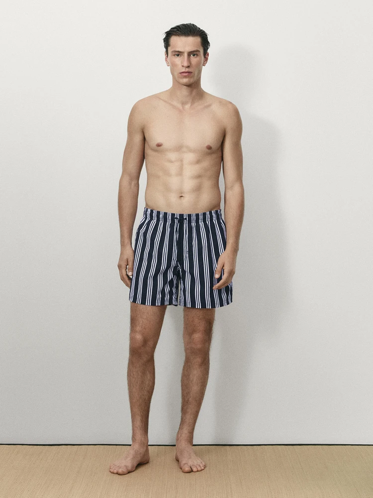 Striped swimming trunks