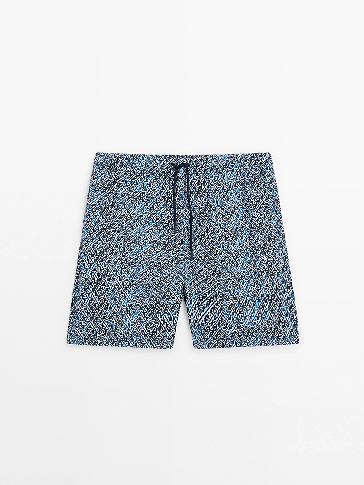 Micro print swimming trunks