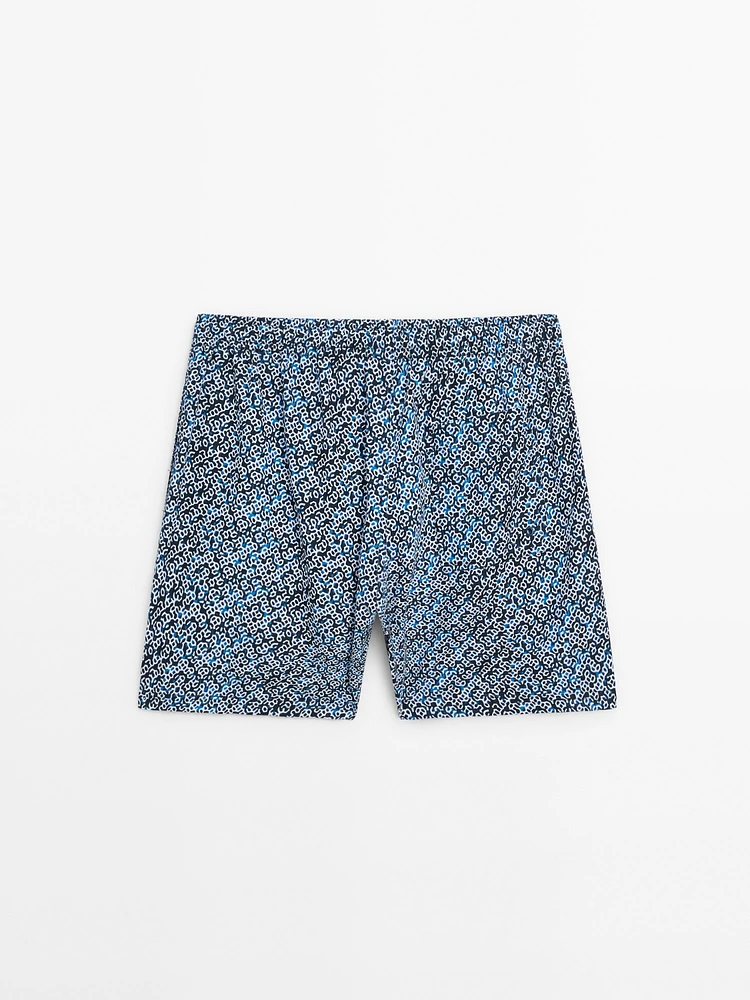 Micro print swimming trunks