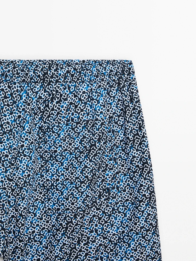 Micro print swimming trunks