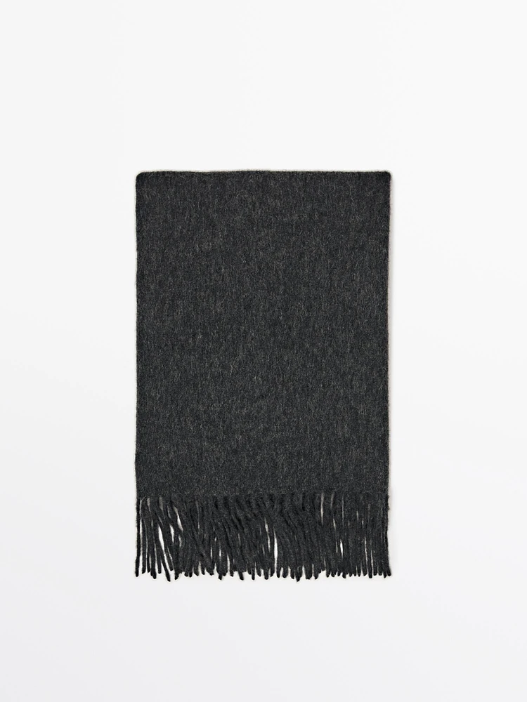 Wool blend scarf with fringing