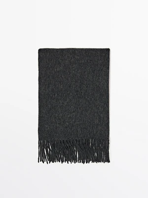 Wool and cashmere blend scarf with fringing