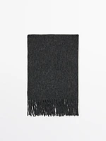 Wool blend scarf with fringing