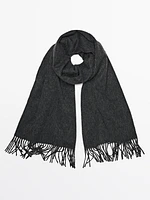 Wool blend scarf with fringing