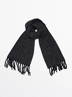 Wool blend scarf with fringing