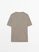 Linen blend henley neck T-shirt