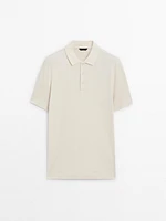 Ribbed short sleeve polo shirt