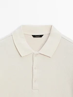 Ribbed short sleeve polo shirt