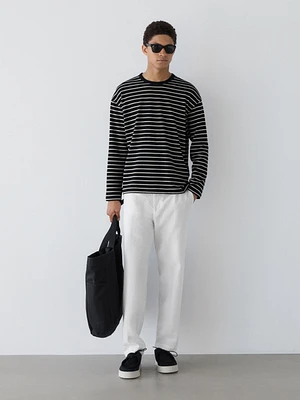 Long sleeve striped cotton T-shirt