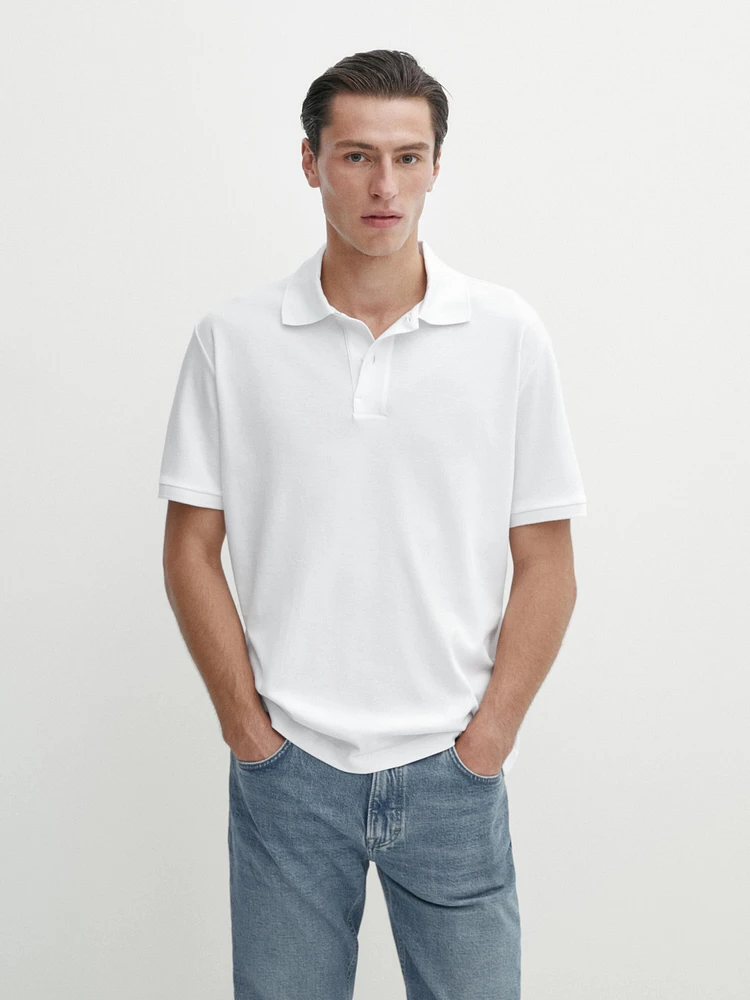 Short sleeve mercerised cotton polo shirt