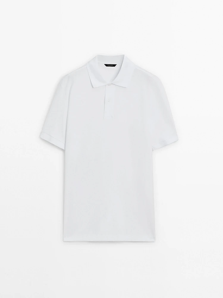 Short sleeve mercerised cotton polo shirt