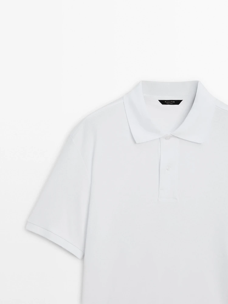 Short sleeve mercerised cotton polo shirt