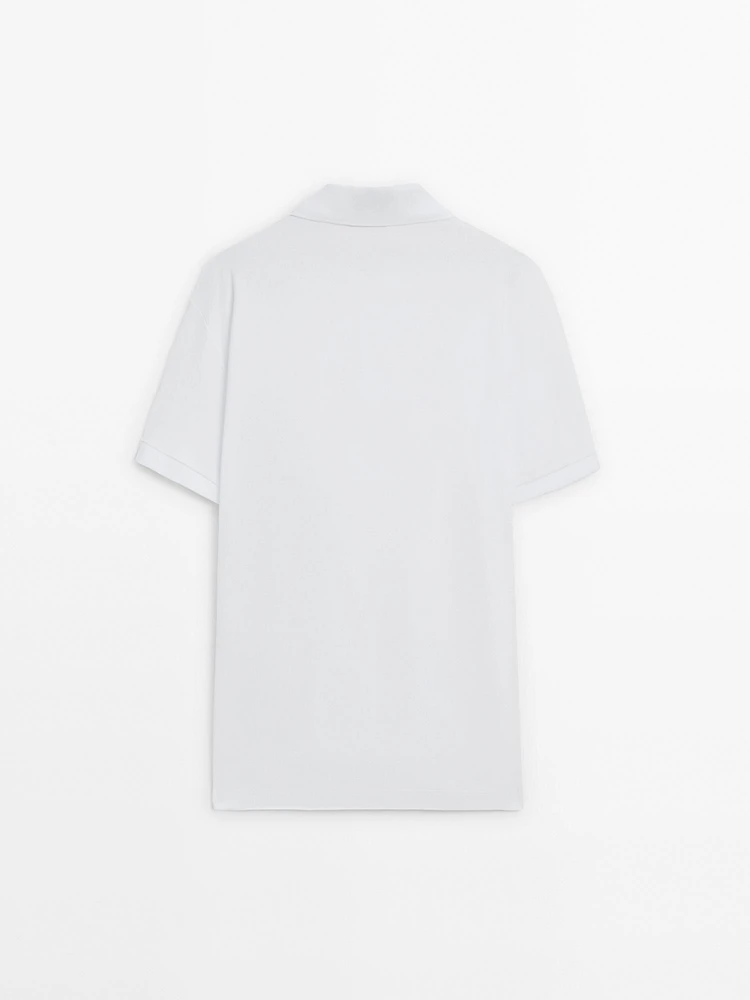 Short sleeve mercerised cotton polo shirt