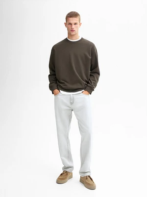 Crew neck cotton blend sweatshirt