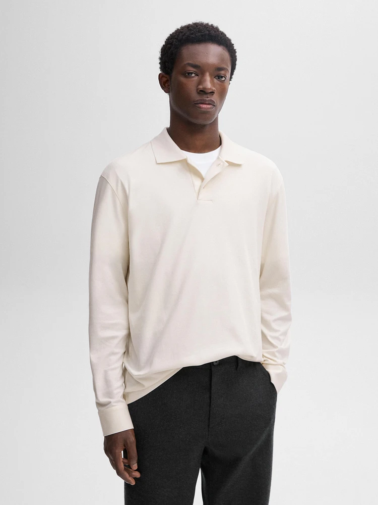 Cotton long sleeve knit polo shirt