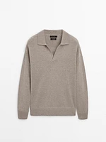 100% cashmere polo collar sweater