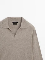 100% cashmere polo collar sweater