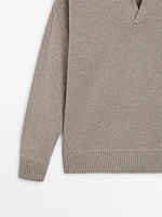 100% cashmere polo collar sweater