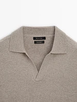 100% cashmere polo collar sweater