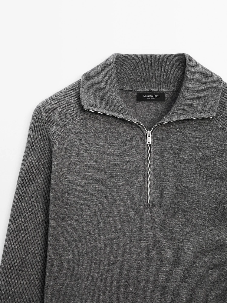 Mock neck knit sweater