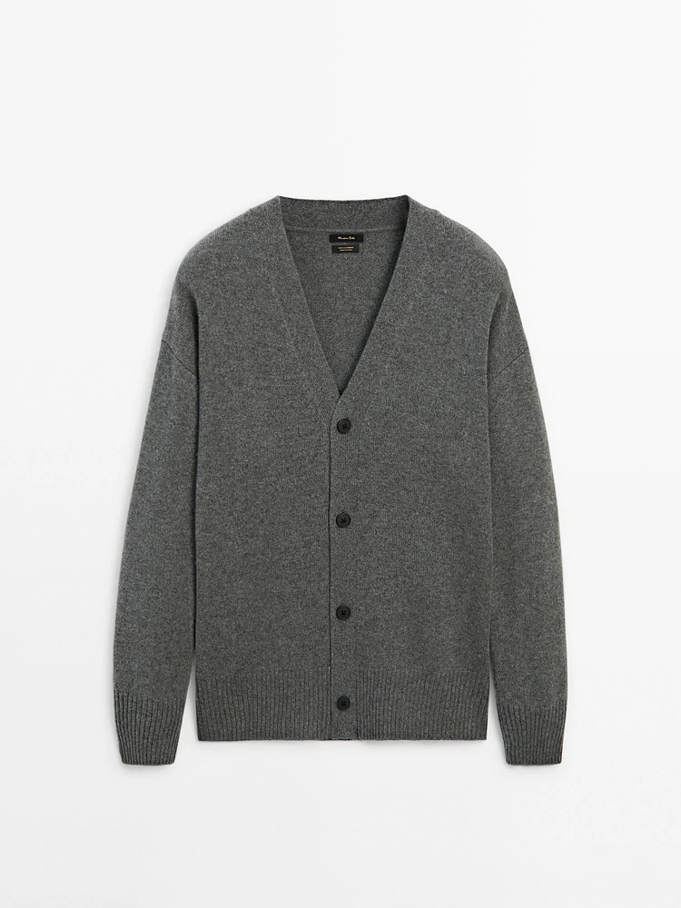 100% cashmere button-up knit cardigan