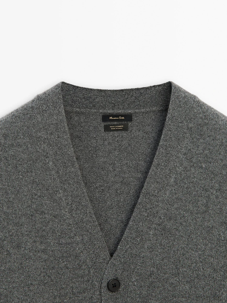 100% cashmere button-up knit cardigan