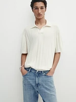 Short sleeve ribbed knit polo shirt