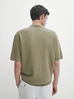 Knit polo shirt with fabric detail