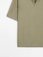 Knit polo shirt with fabric detail