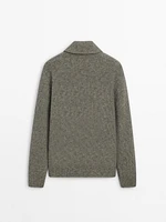 Cotton blend mock neck knit sweater