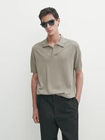 Cotton blend knit polo shirt