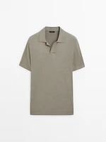 Cotton blend knit polo shirt