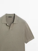 Cotton blend knit polo shirt