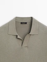 Cotton blend knit polo shirt