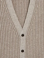 Ribbed wool blend knit cardigan